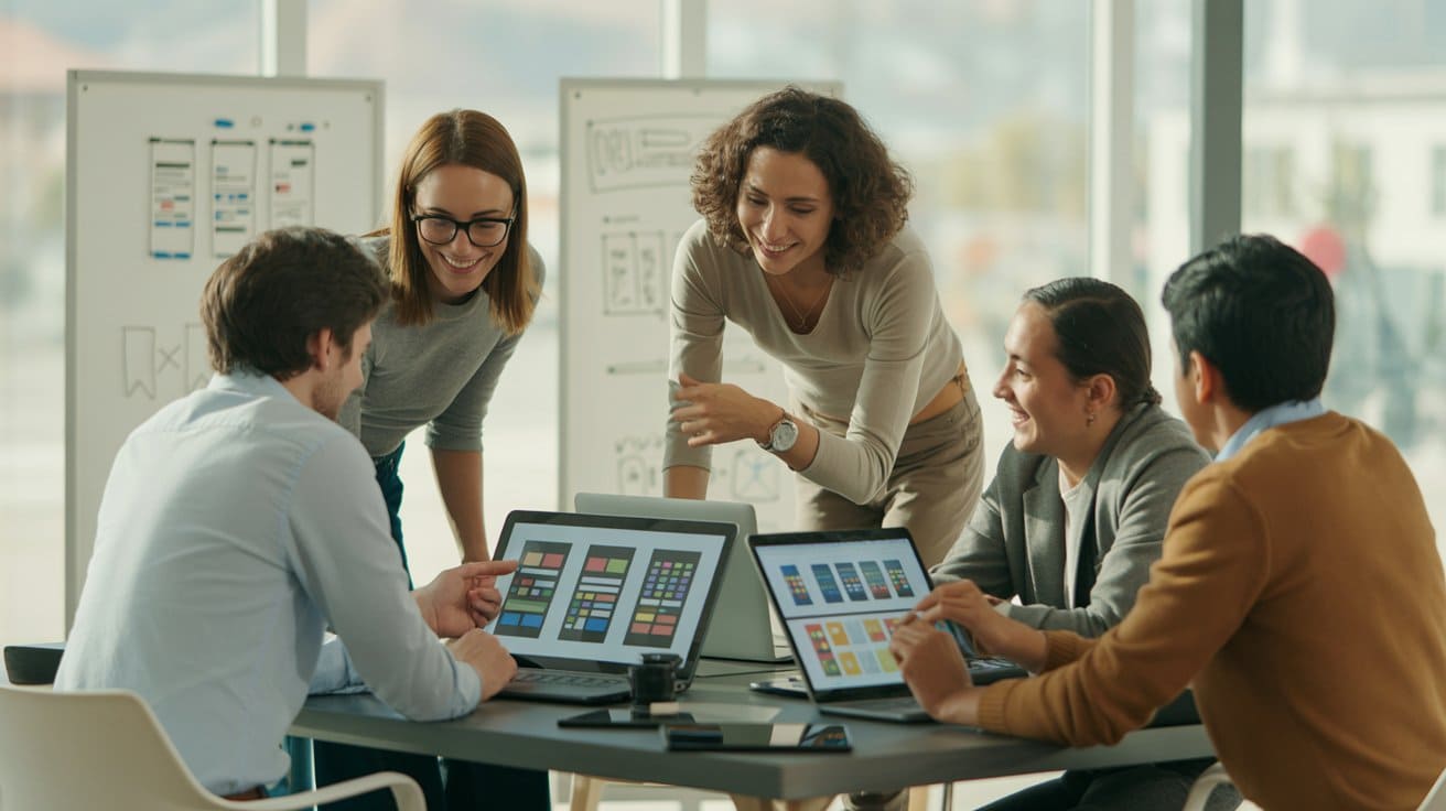 Equipo de diseñadores trabajando en experiencia de usuario y diseño UX/UI de productos digitales
