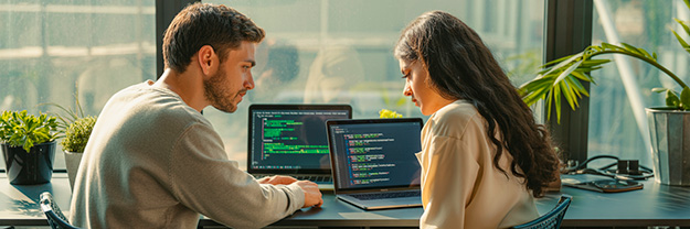 Jóvenes chilenos aprendiendo programación de Python online en un ambiente moderno y luminoso.