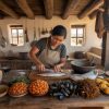 Preparación en cocina nortina tradicional chilena zona norte con ingredientes autóctonos
