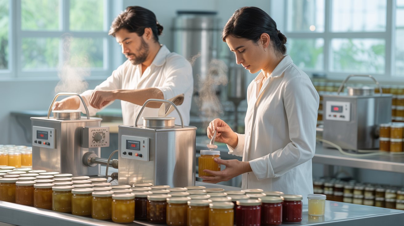 Procesamiento de alimentos con tratamientos térmicos en laboratorio, elaboración de conservas y control de calidad.