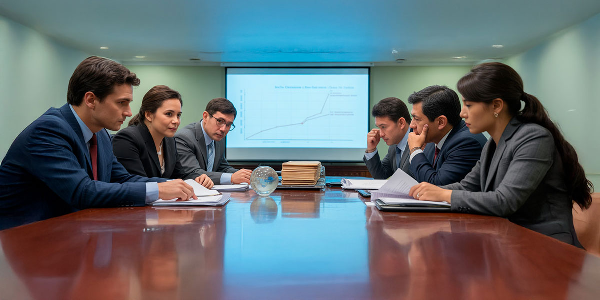 Profesionales analizando estrategias de comunicación, gestión de crisis y lobby corporativo en una organización.